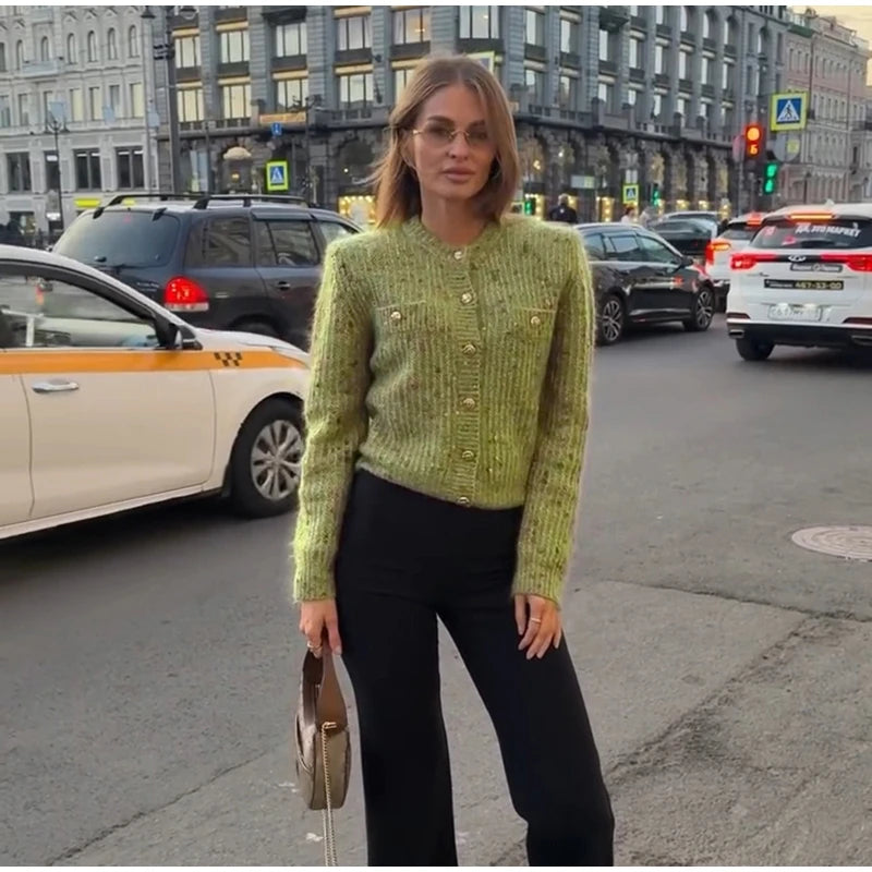 URBANCREW Marled Knit Cardigan — Cropped Casual Layer