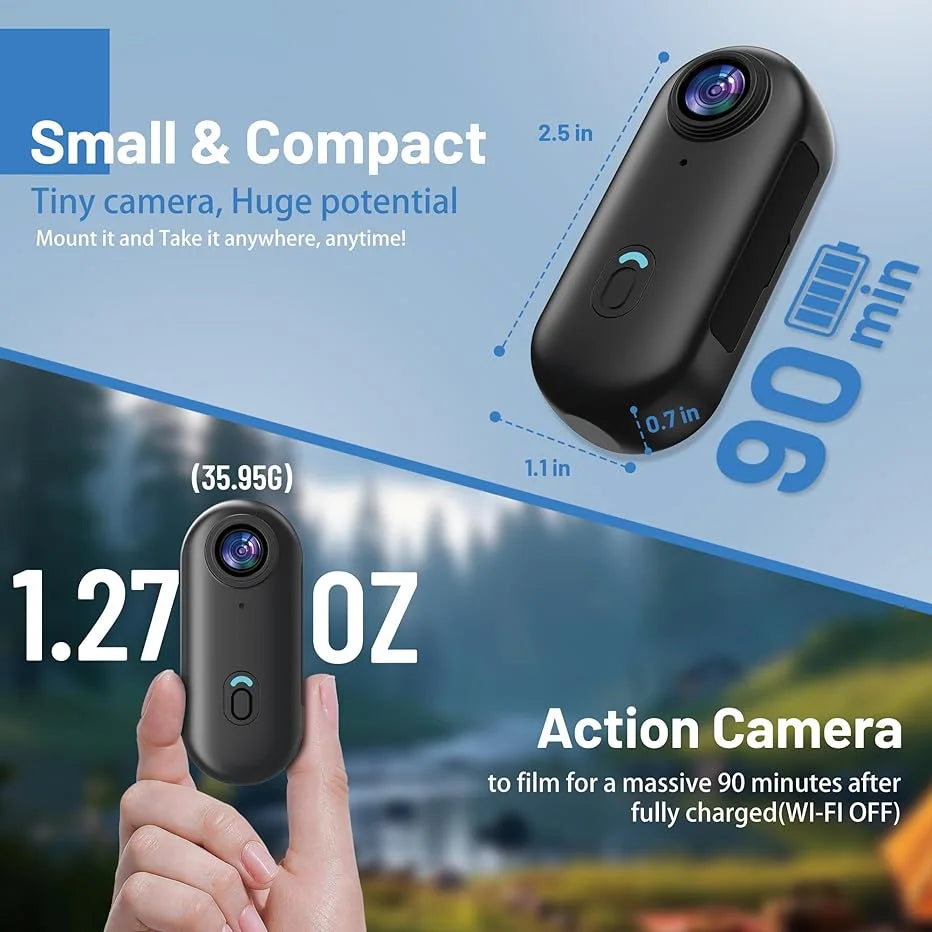 Waterproof Action 4K Camera 1080P Ultra Mini Wireless WiFi POV Bodycam for Bicycle Motorcycle Pocket Sports Recording HD Quality