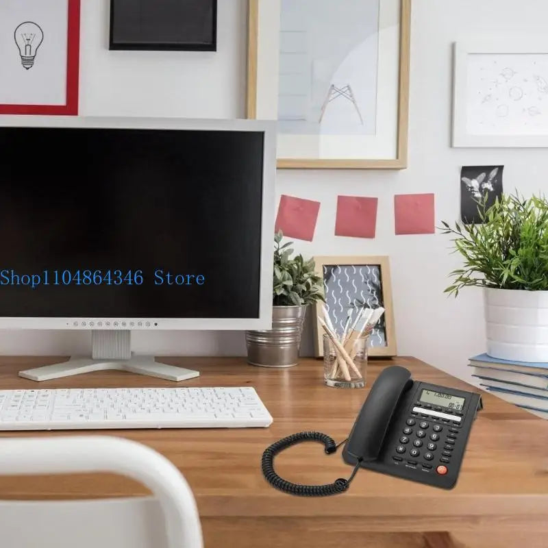 5asd Desktop Landline Telephone Fixed Phone Corded Telephone with Caller Display Cord Record for Home Hotel Offices and More