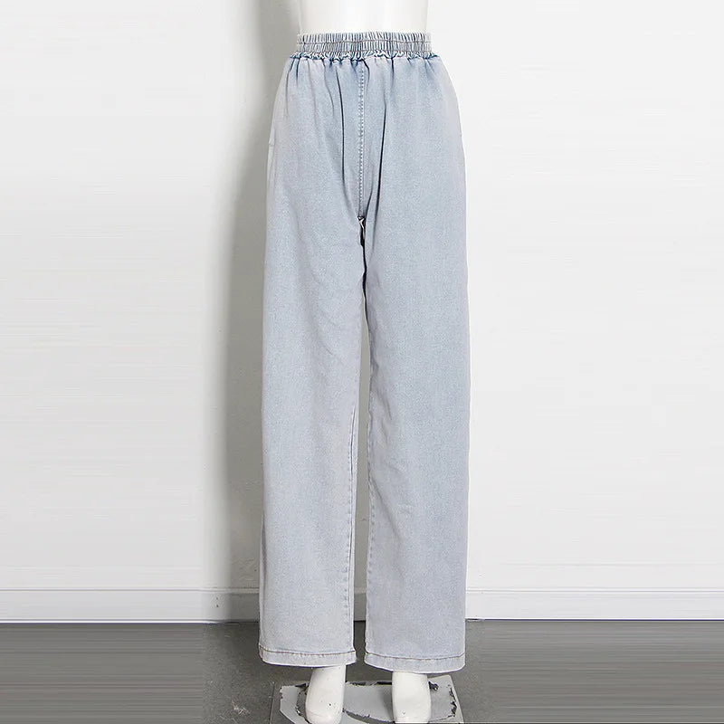 2 Piece Set Women Denim Ensemble Strapless Top Sleeveless Backless Zipper Elastic Waist Jeans Suit Streetwear 2025 Sexy Outfits