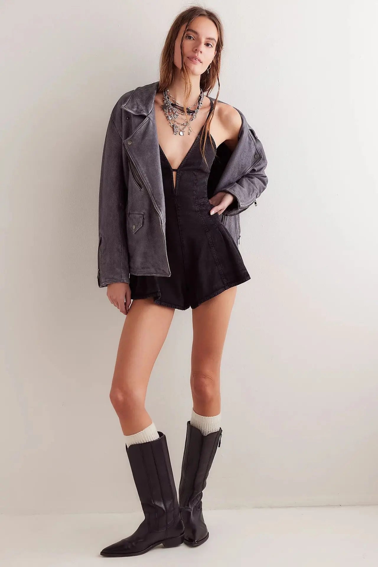 Summer Multi Colors Denim Playsuit Women Camisole Backless Lace-Up Loose Wide Legs Shorts Rompers Jumpsuit Jeans Sleeveless 6502