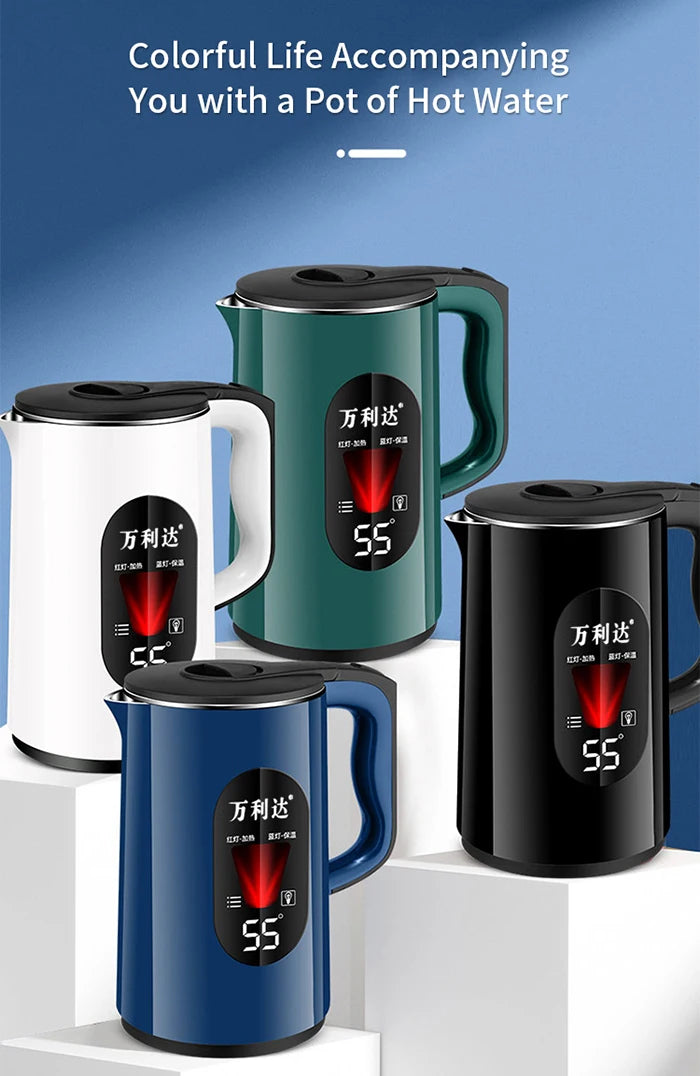 3L Stainless Steel Electric Kettle LED Temperature Display Automatic Power-Off Constant Temperature Smart Household Hotels