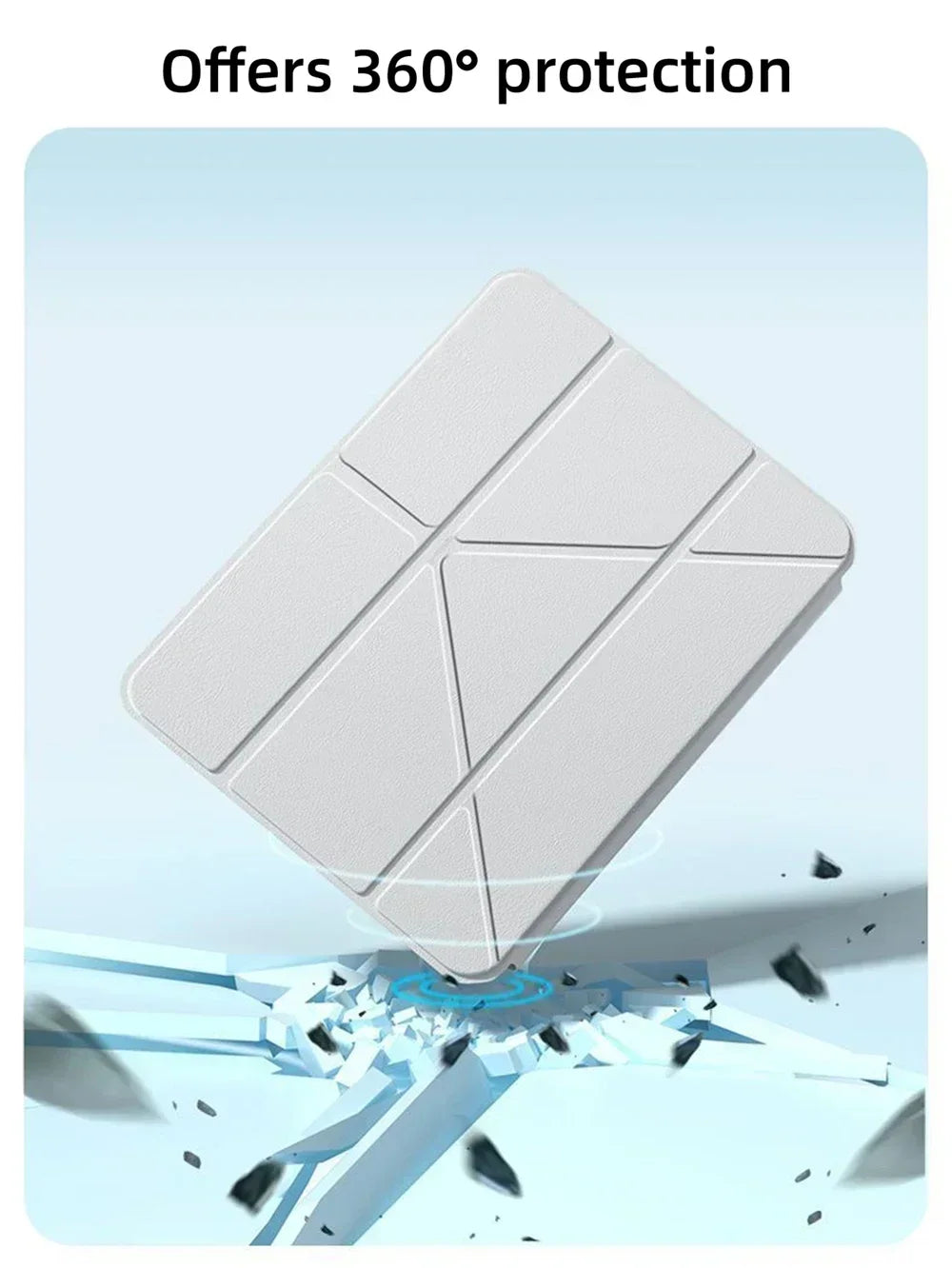 Y-Fold Case compatible with iPad 11 10 9 8 7 Air10.9 11 13 inch /Mini 6 7th Gen / Pro 11 12.9 inch Crystal Clear with Pen Holder