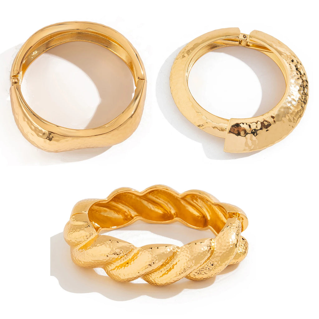 Ingemark Unique Punk Irregular Heavy Metal Chunky Spring Bangles for Women Punk Geometric Charm Bracelet Grunge Jewelry Men New
