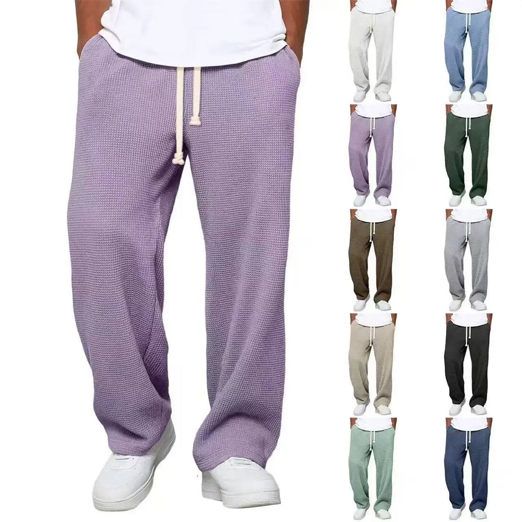 Mens Loose-fit Straight-leg Casual Pants Fashion Korean Wide-leg Sweatpants Outdoor Comfortable Lightweight Long Pants for Male