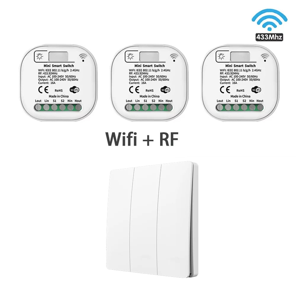 TUYA wifi RF433 Self Powered Wireless Switch Without Battery Remote Control waterproof home Wall panel Light Switch AC110V 220V