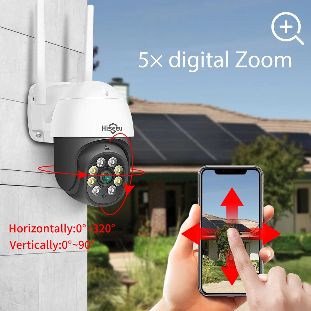 Hiseeu 2MP PTZ Wifi Smart Camera 5x Digital Zoom Human Detect Auto Tracking Wireless CCTV Video Surveillance IP Camera