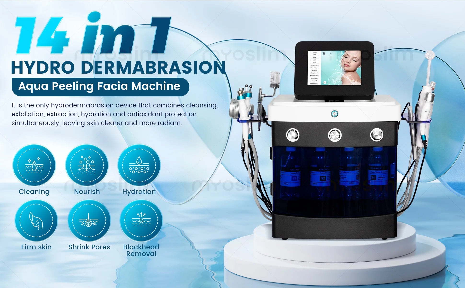 14 in 1 Hydro Beauty Skin Care Master Machine Deep Cleaning Blackhead Removal Skin Firming Brightening Shrink Pores Device