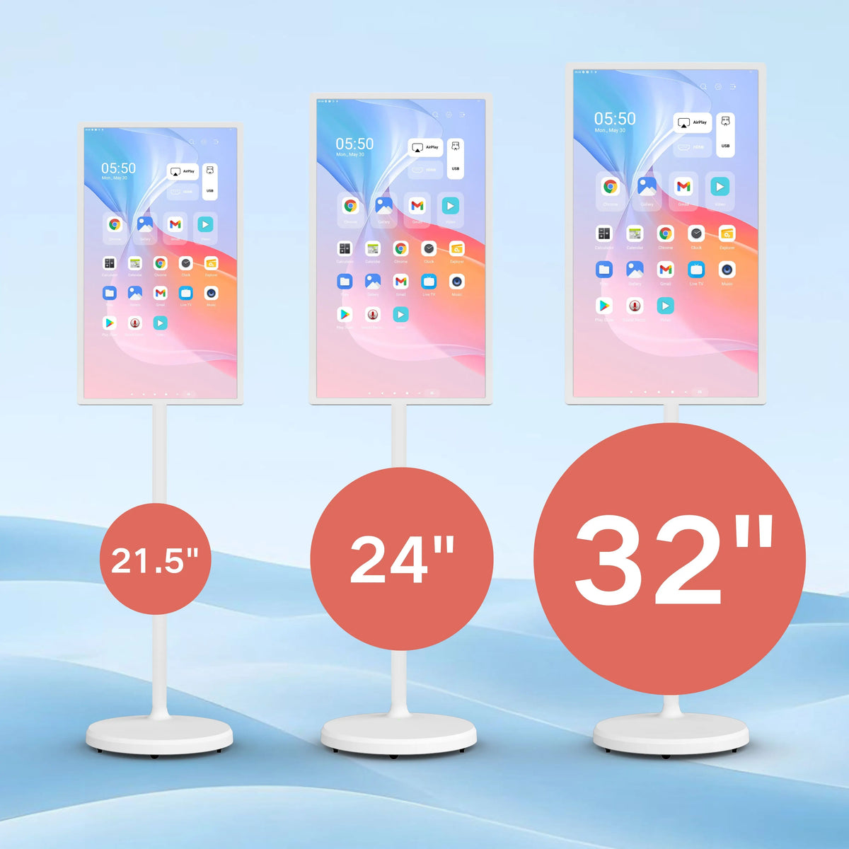 Indoor Interactive Android 12-Standard TV Portable Smart Display LCD Touchscreen