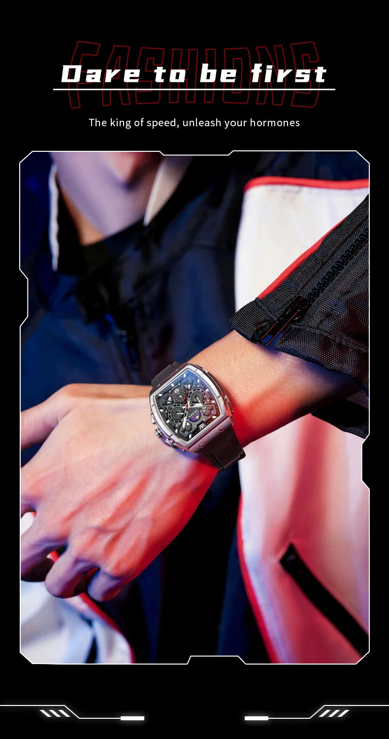 OLEVS 2942 Mens Watch Quartz Watch Multifunctional Chronograph Watches For Men 30M Waterproof Luminous Moon Phase Box Original