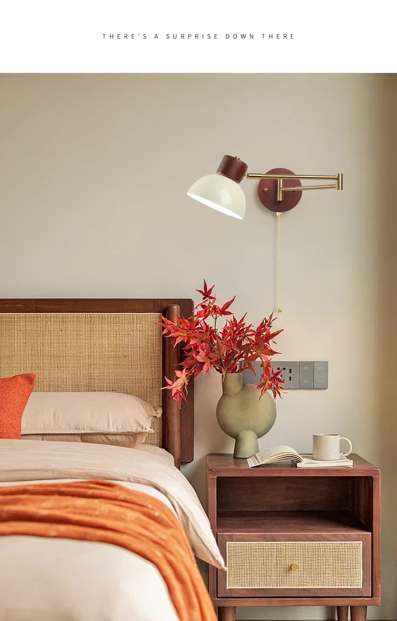 LED Bedroom Bedside Wall Lamp Swing Arm Wall Light Folding Telescopic Study Reading Lamp Study Decor Sconce Lighting