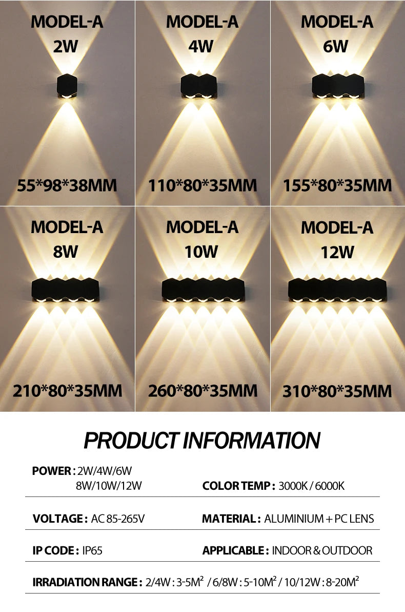 LED Wall Lamp Waterproof Outdoor Wall Light Porch/Garden/Bedroom Indoor Modern Nordic Sconce Luminaire 2 4 6W 8W 10W 12W 85-265V