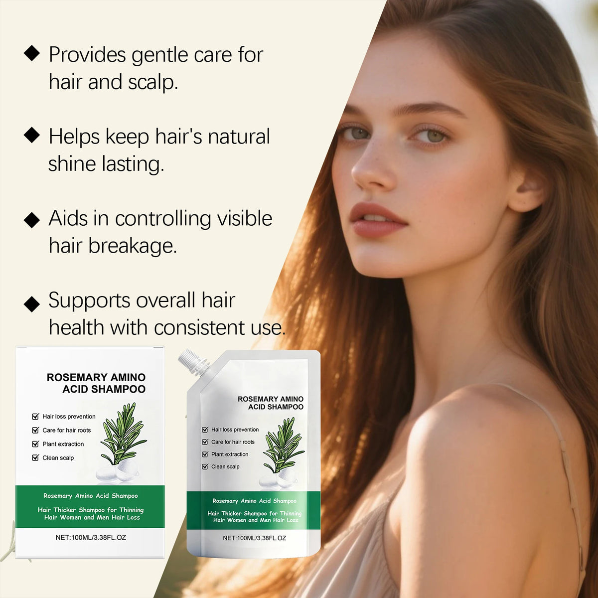 Rosemary Hair Growth Shampoo Prevent Hair Loss Treatment Hair Regrowth Amino Acid Moisturizing Hair Strengthening Shampoo 100ml