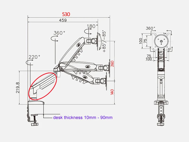 NEW NB F80 2-9kg Popular 17"30" Monitor Screen Desktop Stand Computer Bracket Gas Spring Long Arm Clamp Grommet Hole 360 Rotate