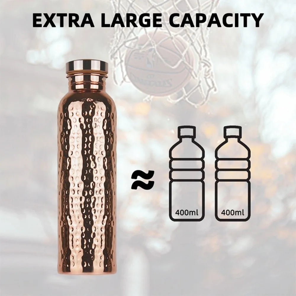 800ML Copper Water Bottle Anti-Slip Silicone Base One-Click Open Lid Leakproof Sports Bottle Thermal Insulation