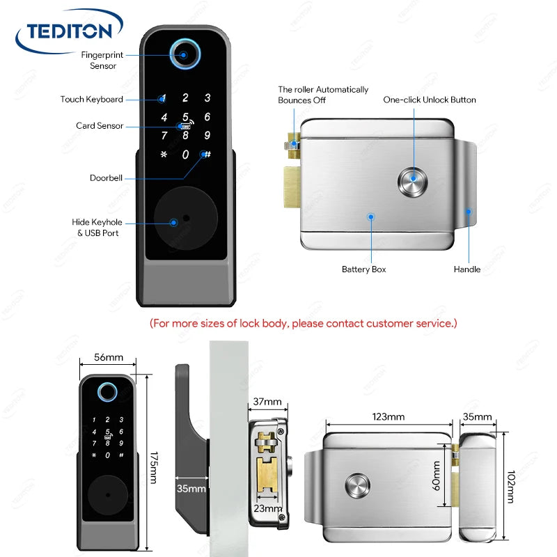 Waterproof TTLock App Outdoor Gate Fingerprint Lock Smart Door Lock Smart Bluetooth Digital APP Keypad Code Keyless Door Lock