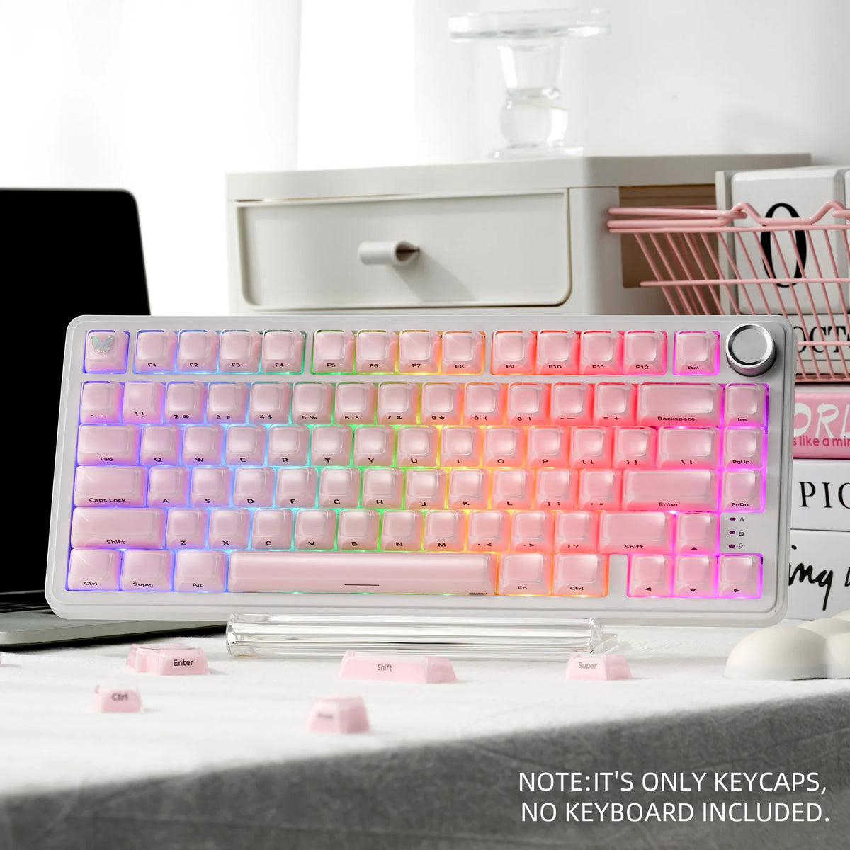 XVX Jelly Crystal Keycaps Side Print Pink/Blue 113keys Double Shote DIY Mechanical Keyboard OEM Profile Translucent Keycaps