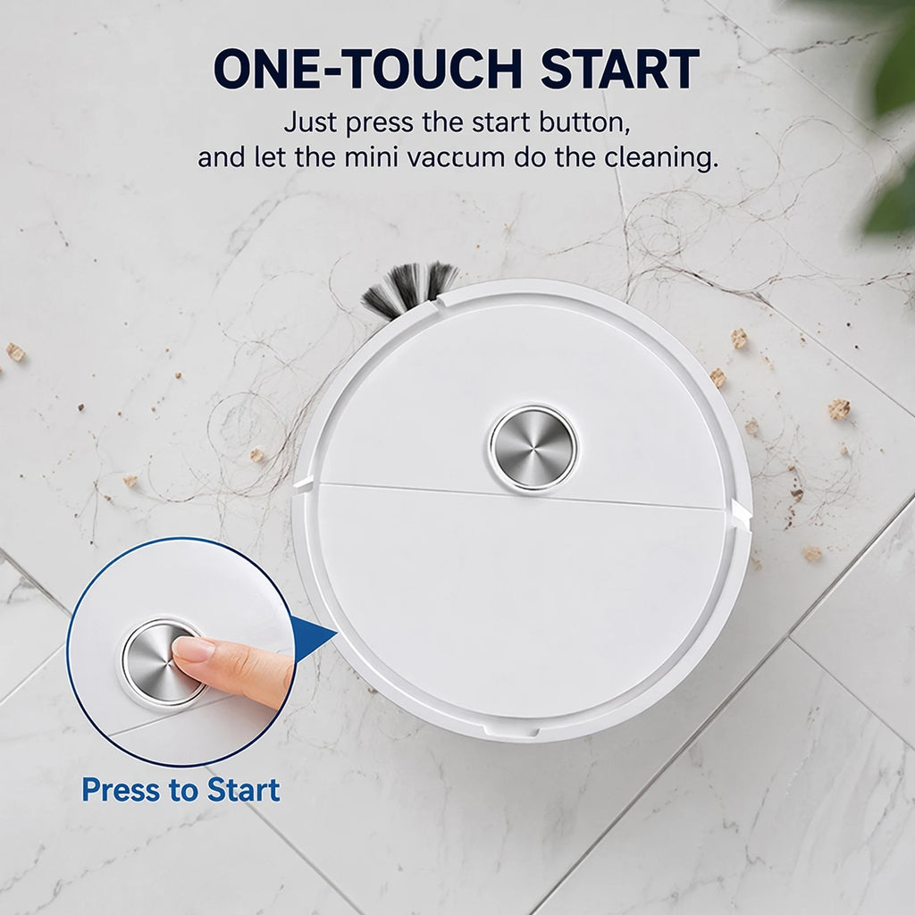 3 In 1 Mini Robots Vacuum Cleaner Automatic Obstacle Avoidance Multi Function Sweeping Cleaners for Pet Hair&Hard Floor&Carpet