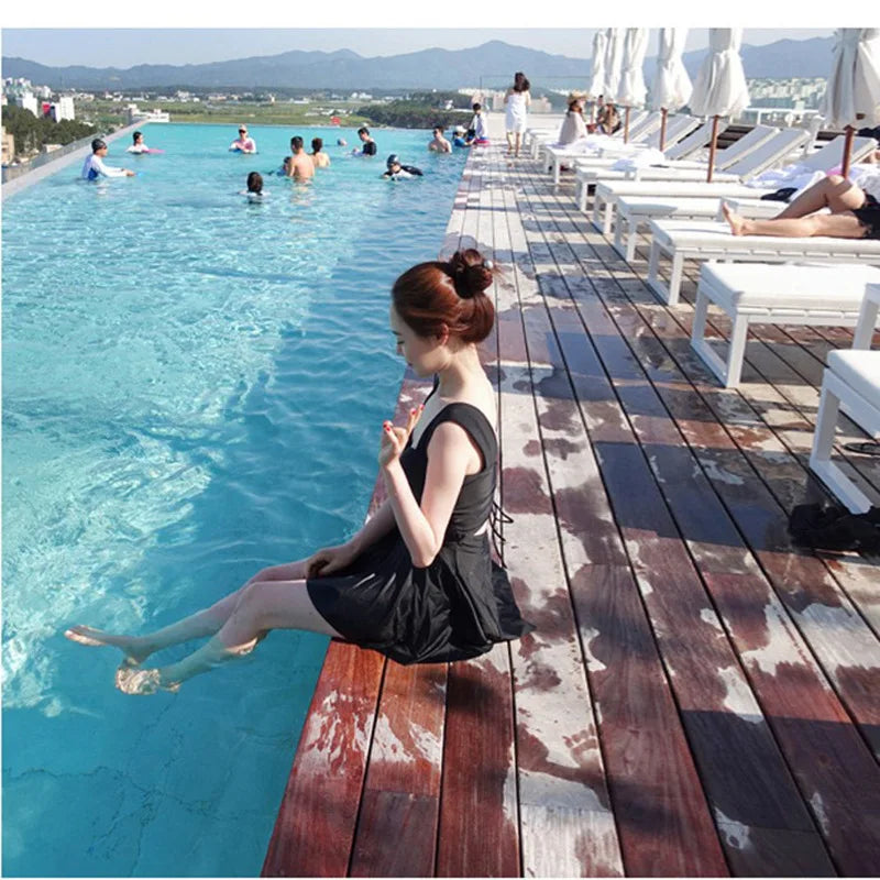 Bathing Suit Women Swimsuit Women's Conservative Split Swimsuit Skinny Belly Swimsuit Hot Spring Skirt Swimming Sexy Belt Chest