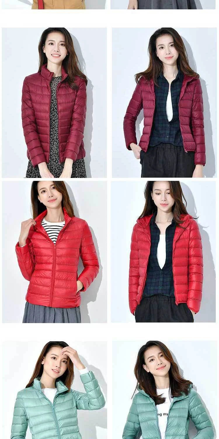 Light Down Coat Women Spring Jacket Fashion Short Ultra Lightweight Packable Puffer Coats Female Down Warm Slim Fit Parkas
