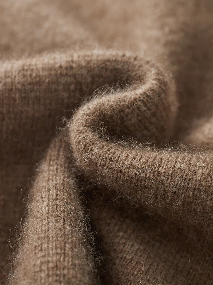 100% Merino Wool Sweater Men's Suit Collar Cardigan Smart Casual Knitwear Autumn Winter Cashmere Solid Coat Pockets Clothing Top