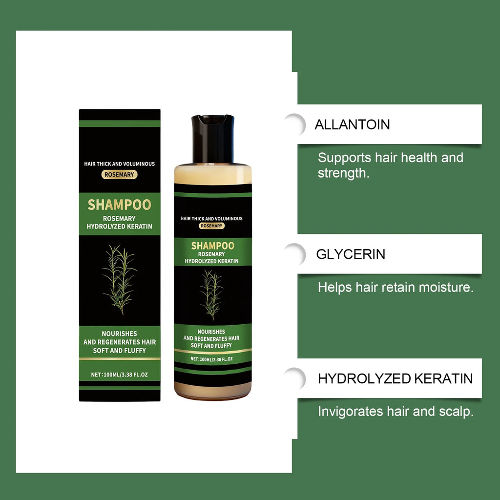 Rosemary Natural Shampoo Hair Thickness Loss Deep Nourishing Scalp Care Strengthen Repair Damaged Oil Control For Men Women