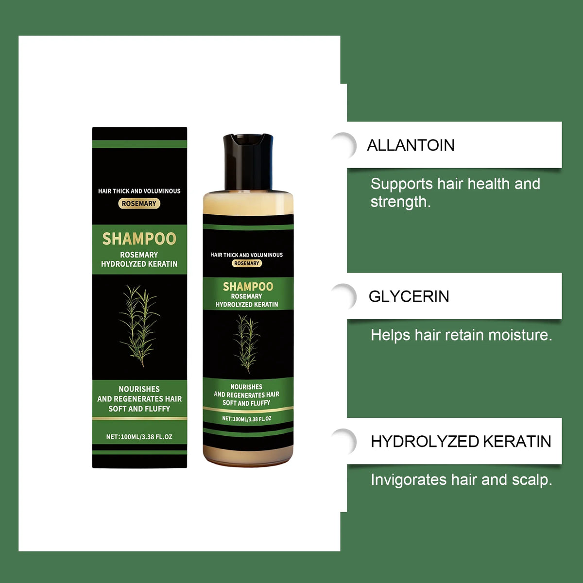 Rosemary Natural Shampoo Hair Thickness Loss Deep Nourishing Scalp Care Strengthen Repair Damaged Oil Control For Men Women
