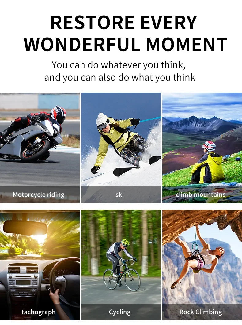 4K 60FPS Ultar HD Mini Action Camera Wifi Remote Control Screen Waterproof DV Sport Camcorder Drive Recorder Wireless Webcam V8