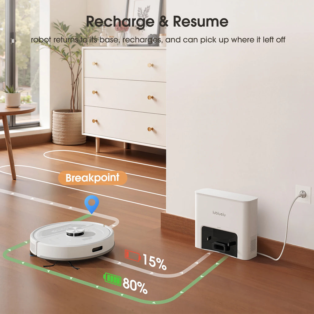 Lubluelu L20Max Self-Emptying 3-in-1 Robot Vacuum Mop - 6000Pa Suction LiDAR Navigation Large Dust Bag Hands-Free 120min Runtime
