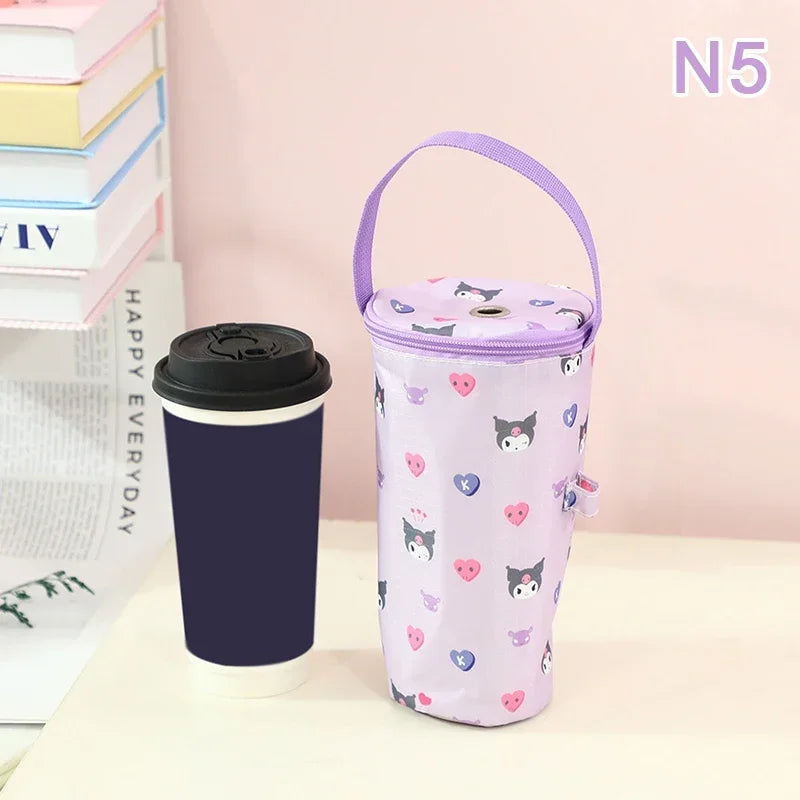 Sanrio Handheld Water Cup Bag Hello Kitty Cold Insulation Heat Preservation Portable Cartoon Water Bottle Pocket Kawaii Outdoors