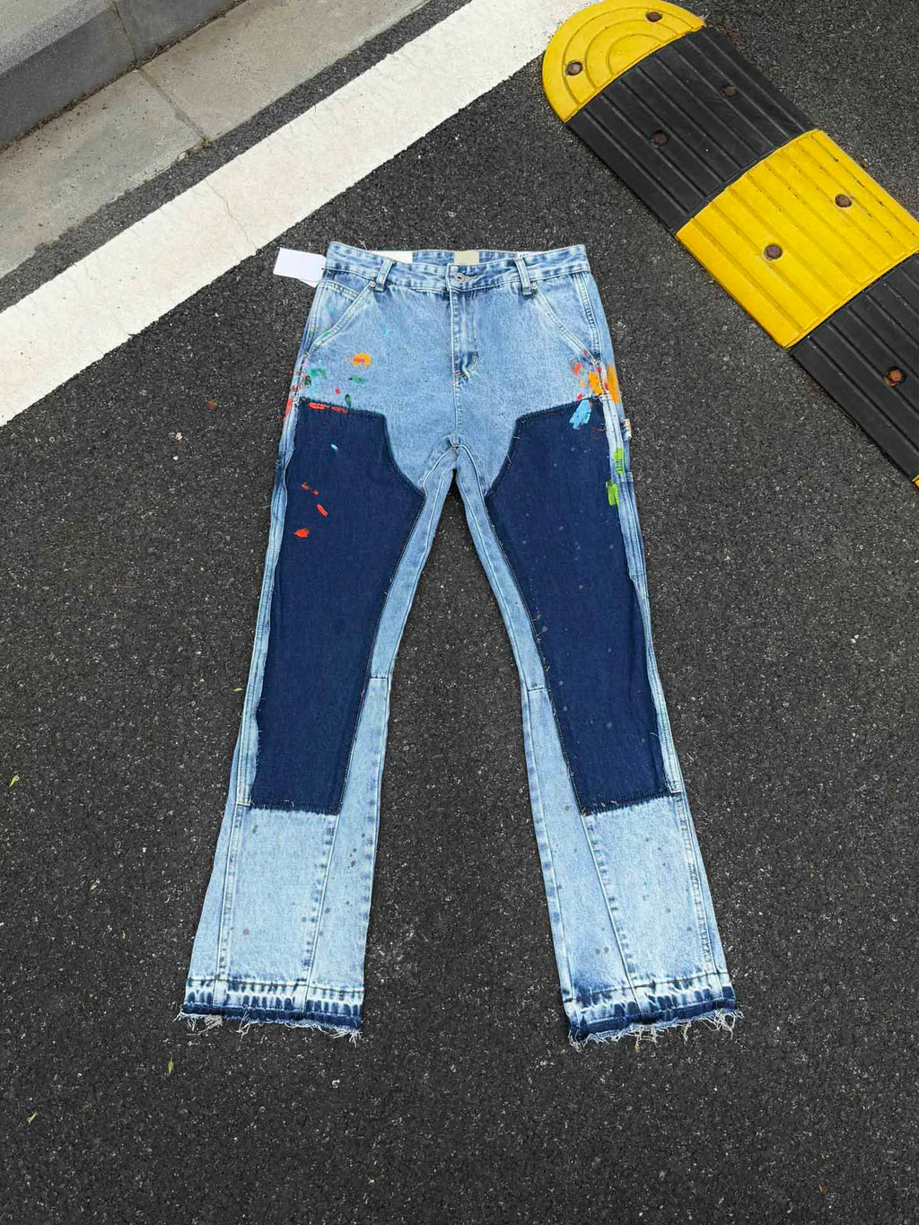 2025 Top Quality GPT Retro Distressed Soiled Ink-splashed Flared Jeans Men Casual Staight Washed Jeans Denim Pants Trousers
