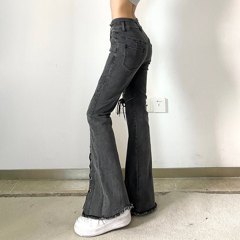 Denim Jeans Pants for Women Korean Trend High Waist Long Flare Leggings Skinny Fashion Women's Bell Bottom Jeans Split Vintage