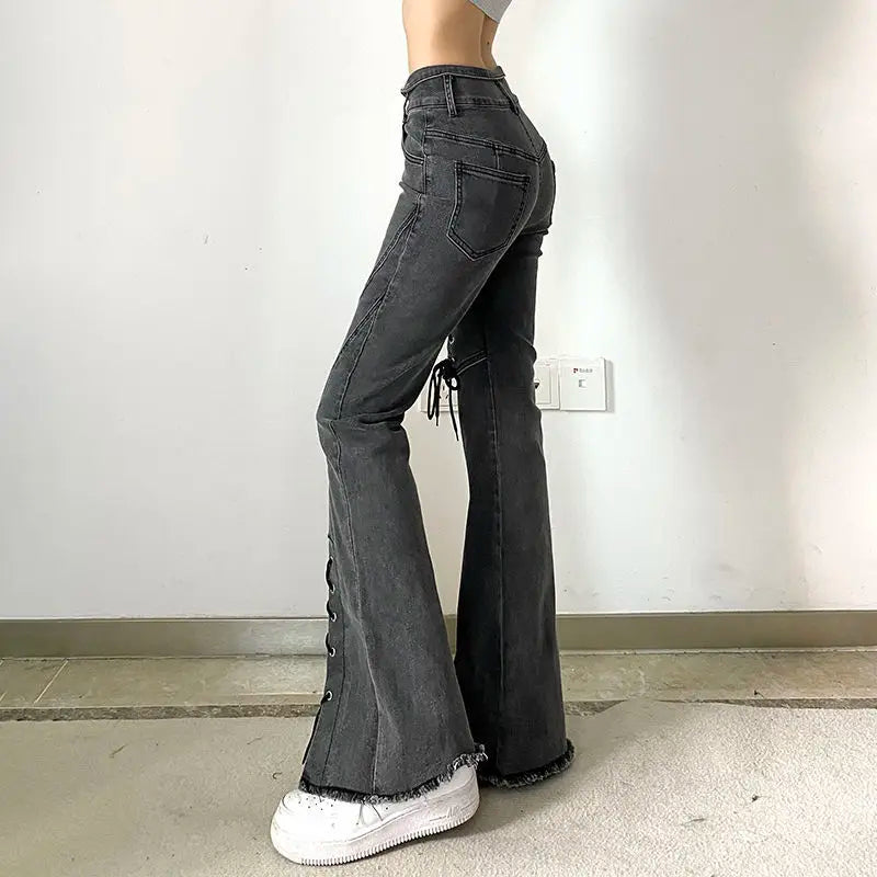 Denim Jeans Pants for Women Korean Trend High Waist Long Flare Leggings Skinny Fashion Women's Bell Bottom Jeans Split Vintage