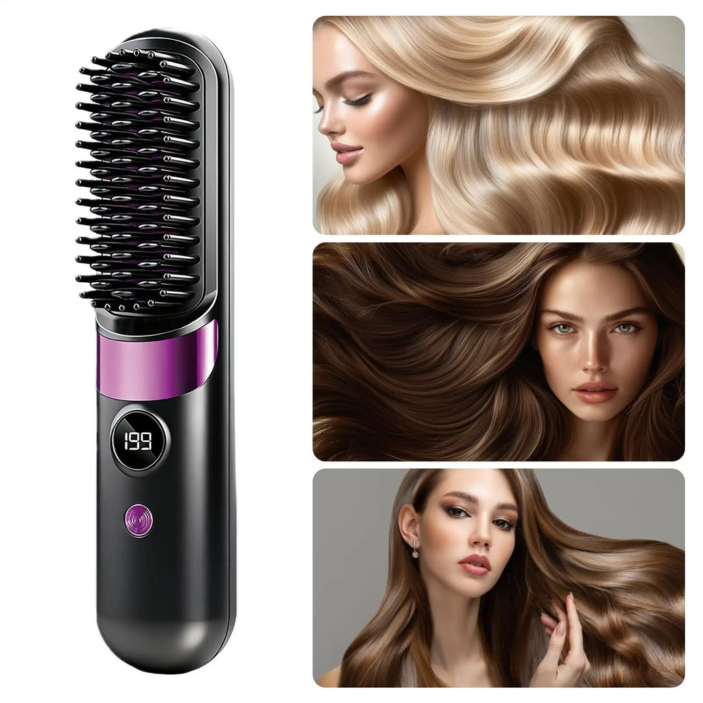 Hair Styler Straightening Hot Comb Heating Straight Hair Comb Mini Ionic Hot Comb Straightener Hair Straightening Brush