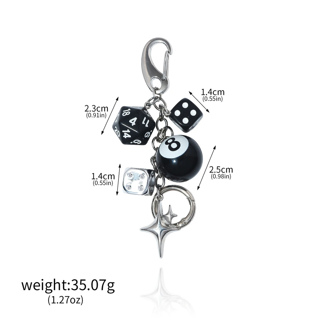 Y2K Detachable Pants Chain 8-Ball Dice Heart Waist Chain Adjustable Men's Streetwear Jeans Bag Charm Gift Jewelry