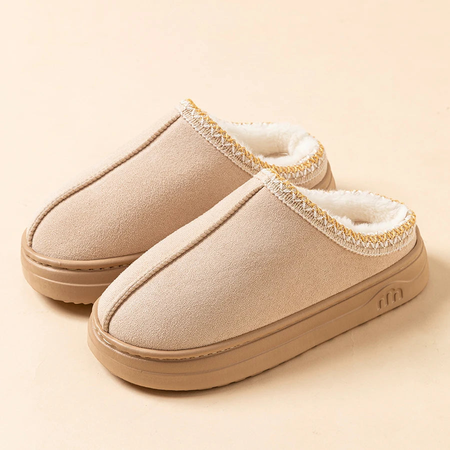 Fashion Women's Slippers Winter Outdoor Indoor Warm Fur Cotton Breathable Anti-slip Comfortable Men Boots Flat Shoes Couple