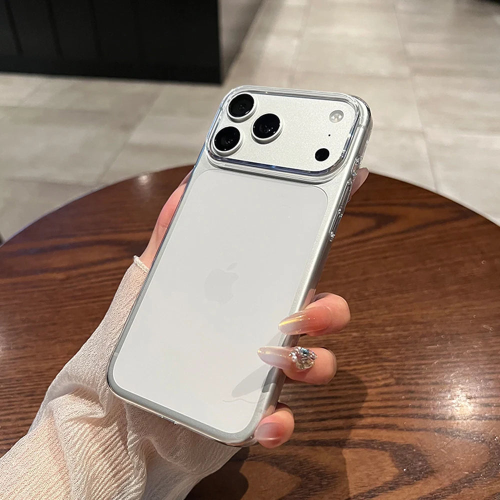 Ultra Thin Transparent Orange Phone Case For iPhone 17 Pro Max 17 Air 16 15 14 13 12 Acrylic PC Slim Plating Hard Cover
