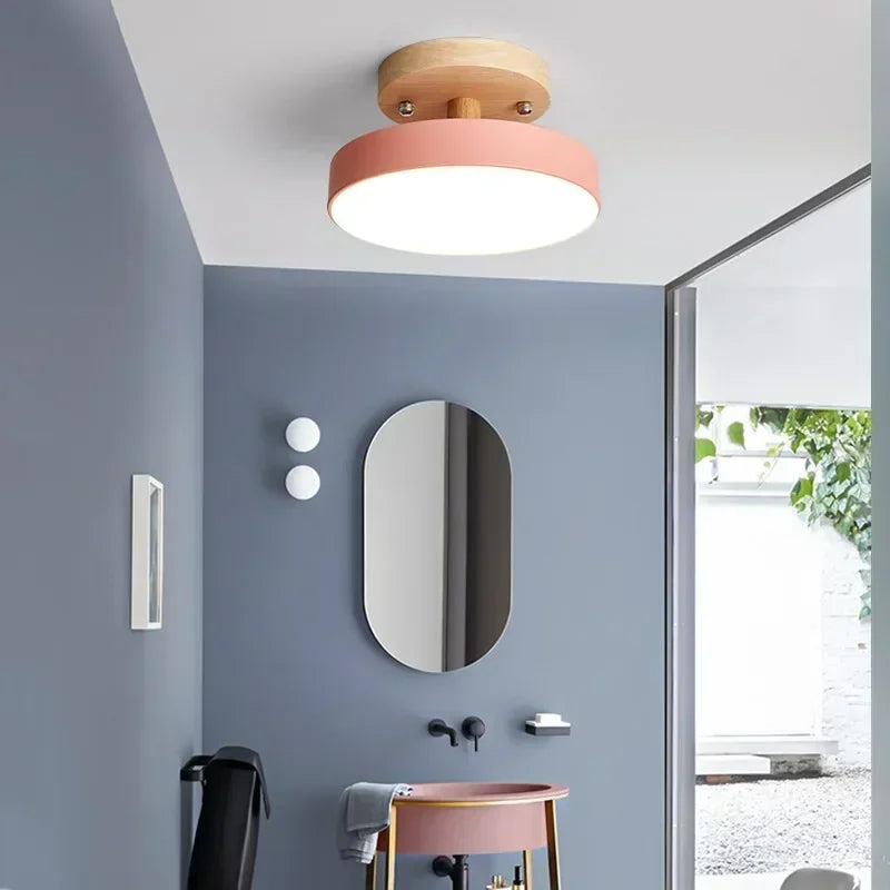 Nordic Entrance Hallway Ceiling Lamps Balcony Wood Round Cloakroom Dining Room Study Bedroom Light Bathroom Industrial Lighting