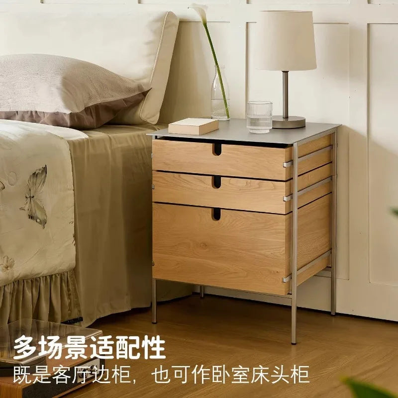 Medieval style living room combination storage cabinet, locker, solid wood household drawer, stainless steel dining side cabinet