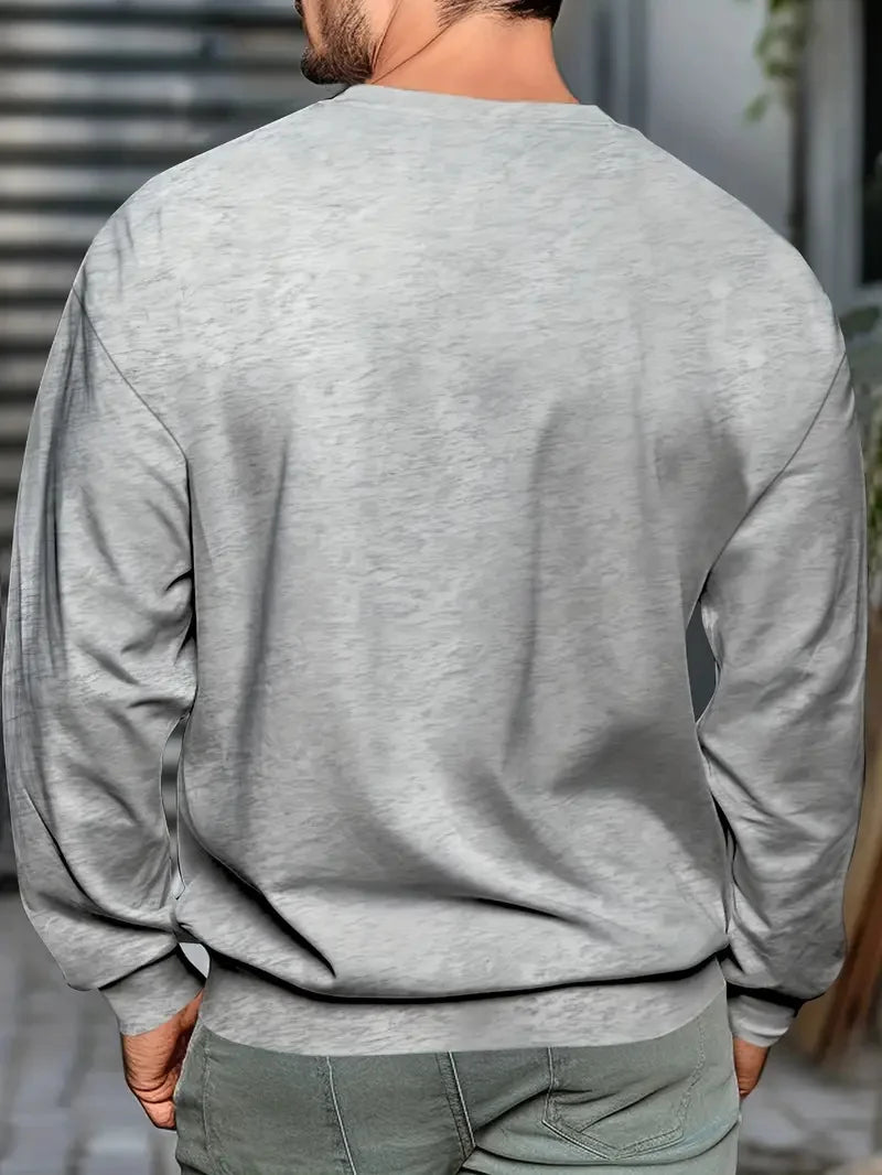 Men's autumn and winter fashionable casual loose cartoon bear graphic printed long sleeved round neck sweatshirt