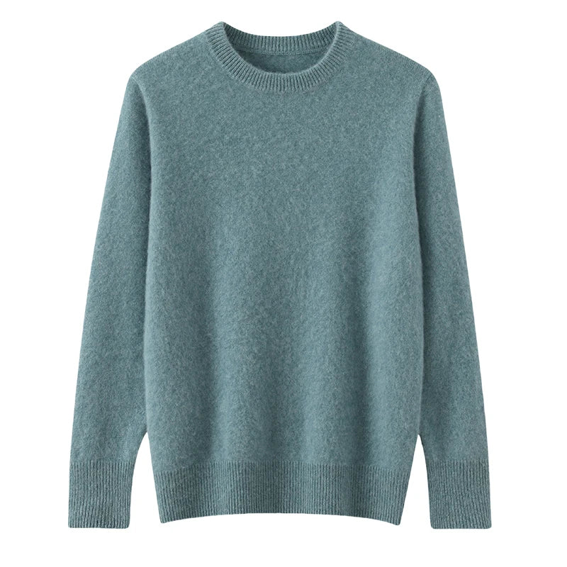 100% Australian Wool Knitted Men's O-Neck Sweater, Casual Business, Spring and Autumn Men's Long-Sleeved Pullover New Sweater