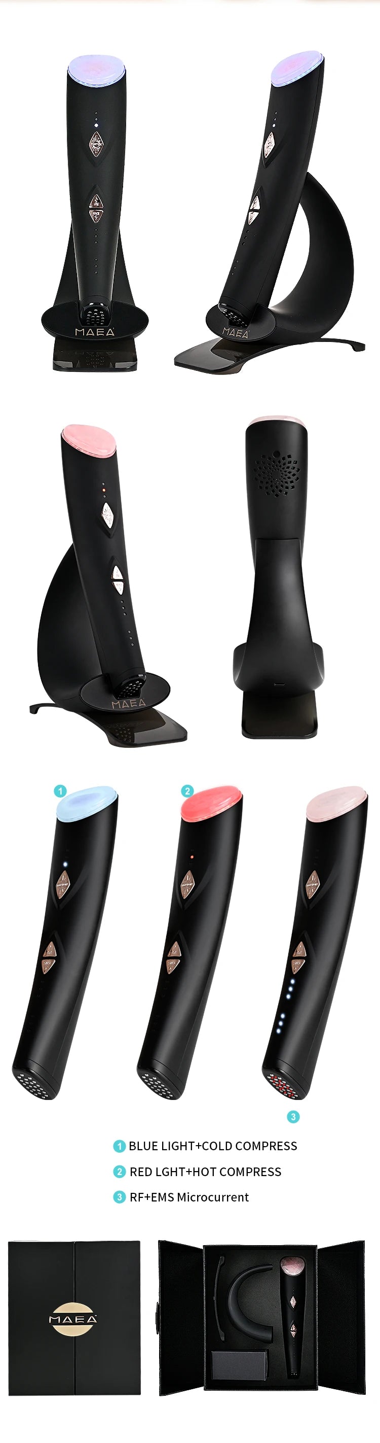 Functional facial skincare device compress care device LED light therapy device microcurrent firming massager daily beauty care