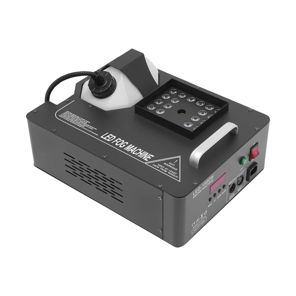 24led 1500w Column Smoke Generator 3-in-1 with Built-In Power Adapter 16.54*12.6*9.45 in Fog Smoke Machine with Remote Control Seven Light Colors 0.53 Gal Oil Tank for Wedding Haunted Houses Halloween Parties Christmas Clubs