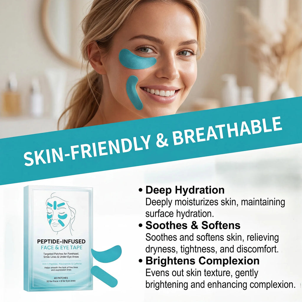 Peptide-Infused Face & Eye Tape Wrinkle Removal Sticker Smooth Forehead Smile Lines Wrinkles Peptide Facial Tape Skin Care Tools