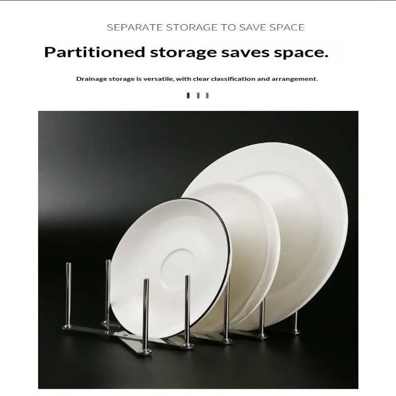 Stainless Steel Dish Rack Adjustable Kitchen Drainer Foldable Utensil Holder For Dishes Cups Pots & Lids Space Saving