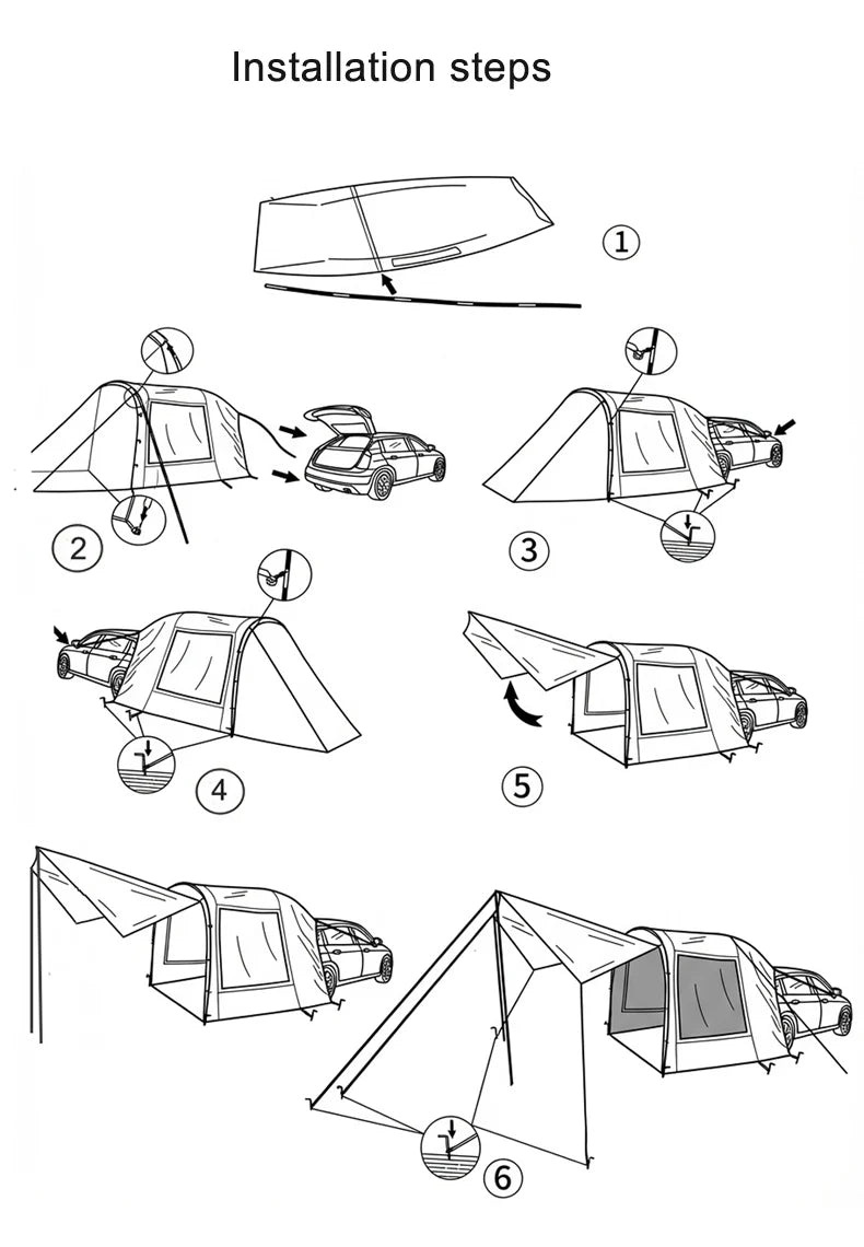 Lohascamping Car box docking tent  Portable Waterproof SUV Tail Tent 3-4 people Dome tent Sunshade Tunnel style tent,Large tent,
