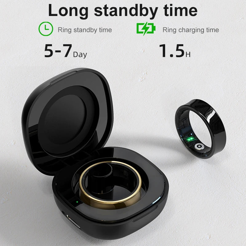 R09 Smart Ring Men Women With Charging Case,Health Sleep Monitor,Skin Temperature Monitor,60 Days Battery Life,5ATM Waterproof