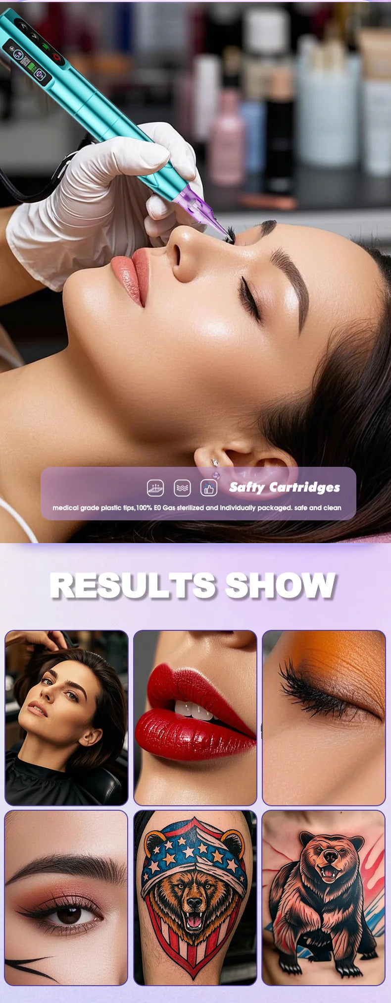 Ybeauty Embroidery Machine Wireless Lithium Battery Pen Hollow Cup Motor Machine P9 Tattoo Pen Color Screen Tattoo Tool