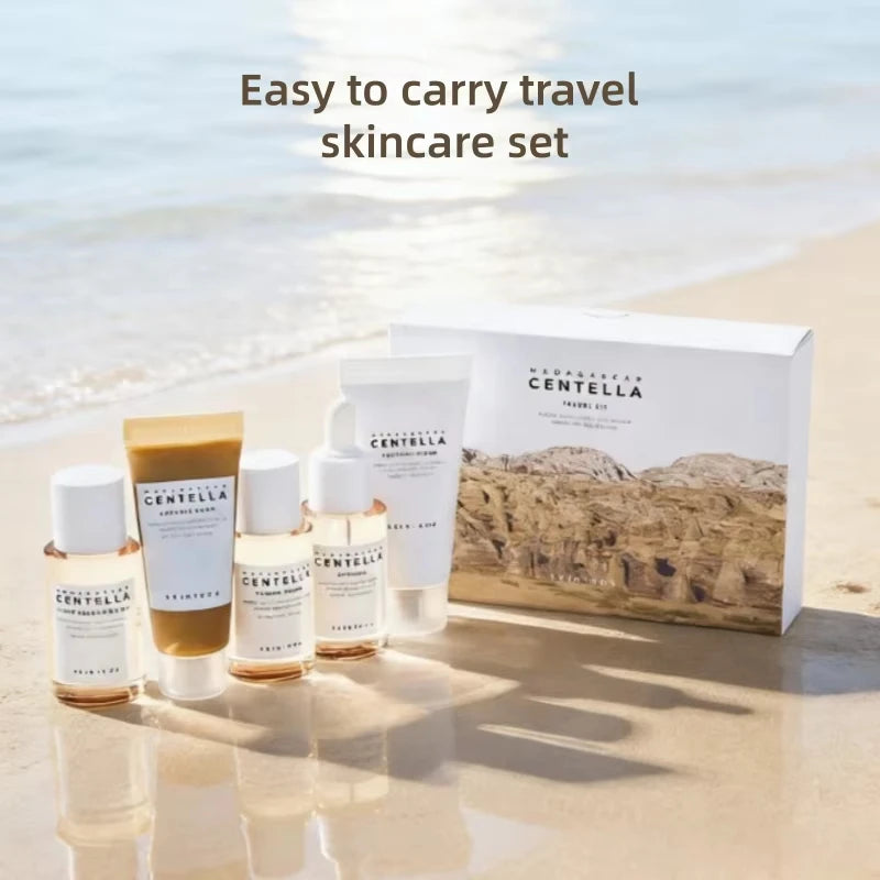 SKIN1004 Centella Asiatica Travel Skincare Set 5Pcs Calming Repair Sensitive Skin Barrier Moisturizing Complete Care Kit Gifts
