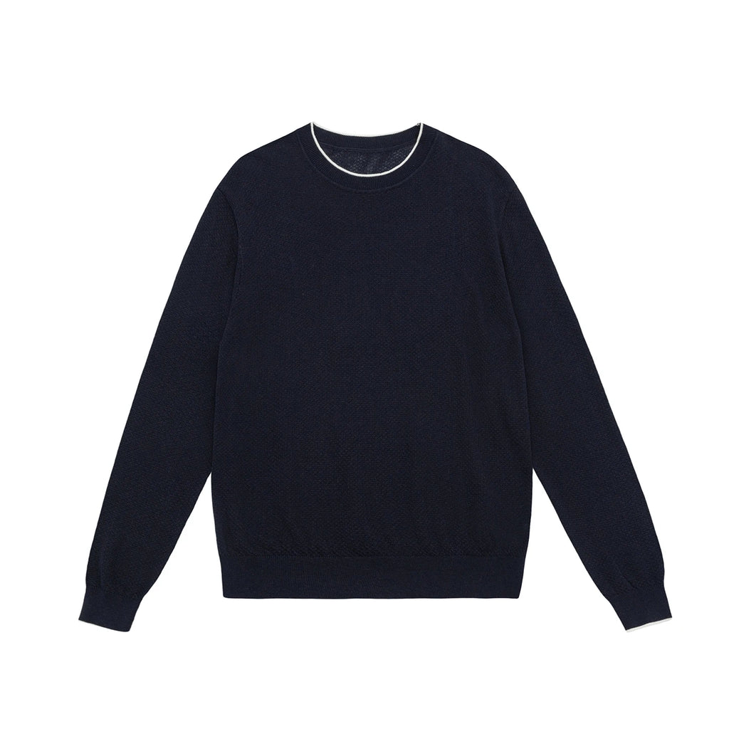 Men's Light Grey round Neck Knitted Sweater Long Sleeve Basic Style Commute Knitted Base Shirt Casual Comfortable Lenzing Fabric